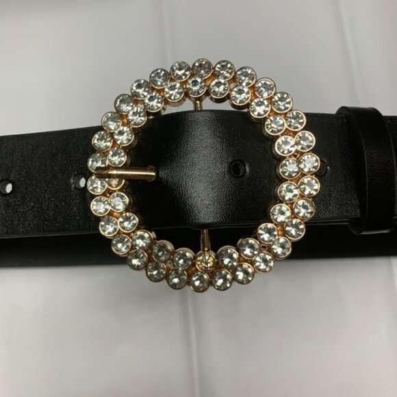 Vegan Leather Rhinestone Buckle Belt main image 6